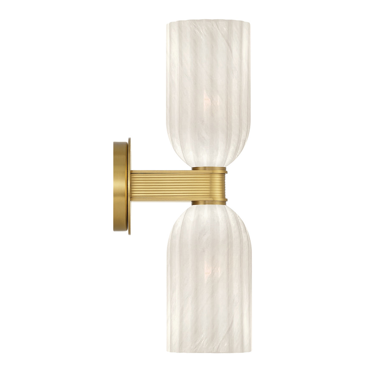 Elise 2 Light Vanity, Brass and Ribbed Strie Glass