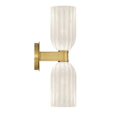 Elise 2 Light Vanity, Brass and Ribbed Strie Glass
