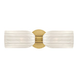 Elise 2 Light Vanity, Brass and Ribbed Strie Glass