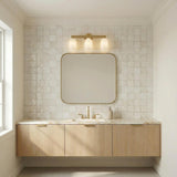 Elise 3 Light Vanity, Brass and Ribbed Strie Glass
