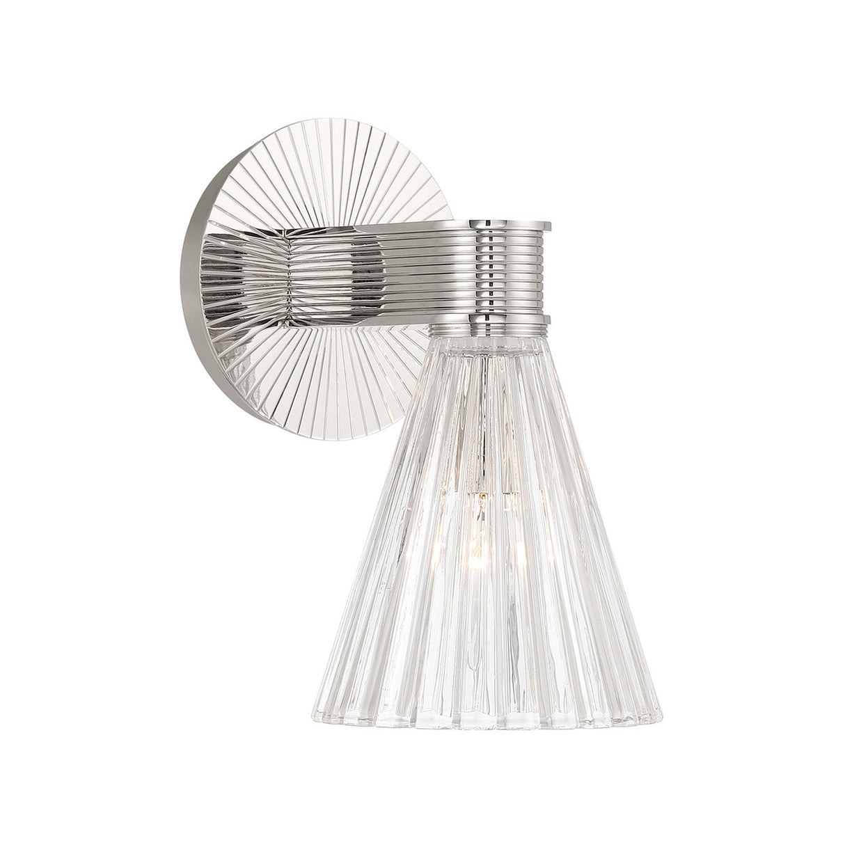 Eliza Wall Sconce 9", Polished Nickel and Clear Ribbed Glass
