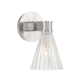 Eliza Wall Sconce 9", Polished Nickel and Clear Ribbed Glass