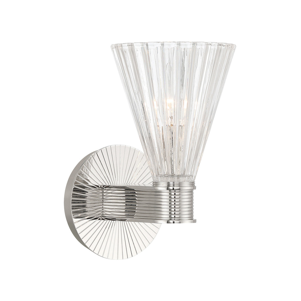 Eliza Wall Sconce 9", Polished Nickel and Clear Ribbed Glass
