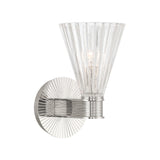 Eliza Wall Sconce 9", Polished Nickel and Clear Ribbed Glass