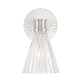 Eliza Wall Sconce 9", Polished Nickel and Clear Ribbed Glass