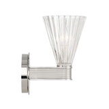 Eliza Wall Sconce 9", Polished Nickel and Clear Ribbed Glass