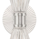 Eliza 2 Light Vanity, Polished Nickel and Clear Ribbed Glass