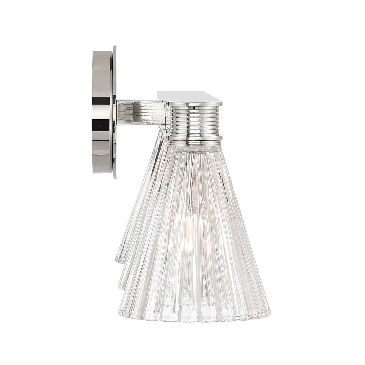 Eliza 3 Light Vanity, Polished Nickel and Clear Ribbed Glass