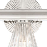 Eliza 3 Light Vanity, Polished Nickel and Clear Ribbed Glass