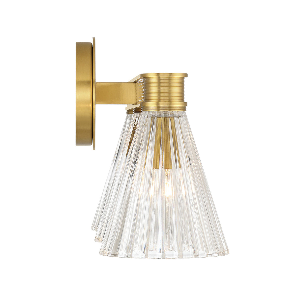 Eliza 3 Light Vanity, Brass and Clear Ribbed Glass
