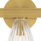 Eliza 3 Light Vanity, Brass and Clear Ribbed Glass