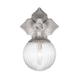 Victoria Wall Sconce 12", Polished Nickel and Clear Ribbed Glass