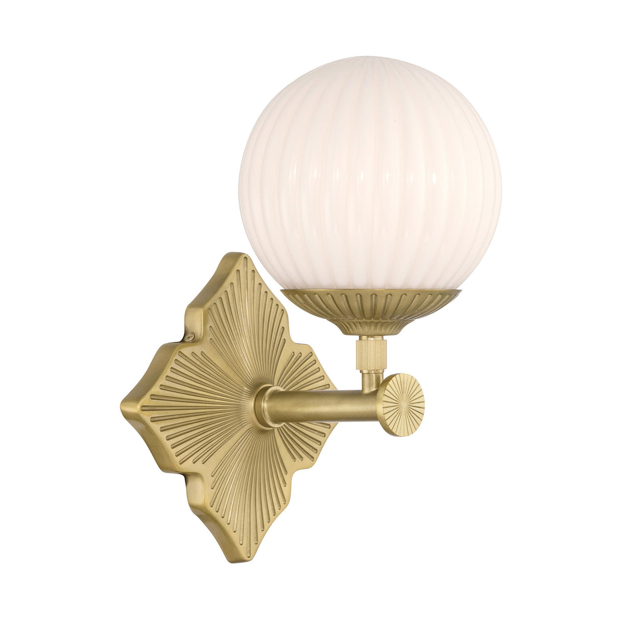 Victoria Wall Sconce 12", Aged Brass and Opal Ribbed Glass