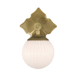 Victoria Wall Sconce 12", Aged Brass and Opal Ribbed Glass