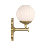 Victoria Wall Sconce 12", Aged Brass and Opal Ribbed Glass