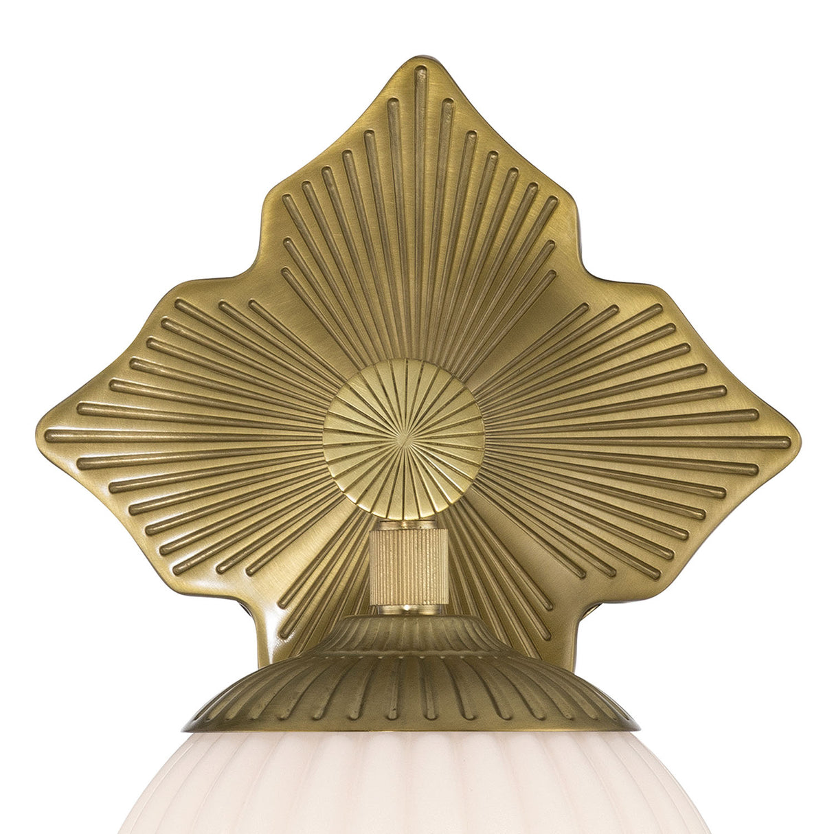 Victoria Wall Sconce 12", Aged Brass and Opal Ribbed Glass