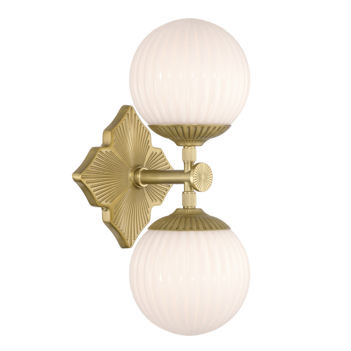 Victoria Wall Sconce 16", Aged Brass and Opal Ribbed Glass