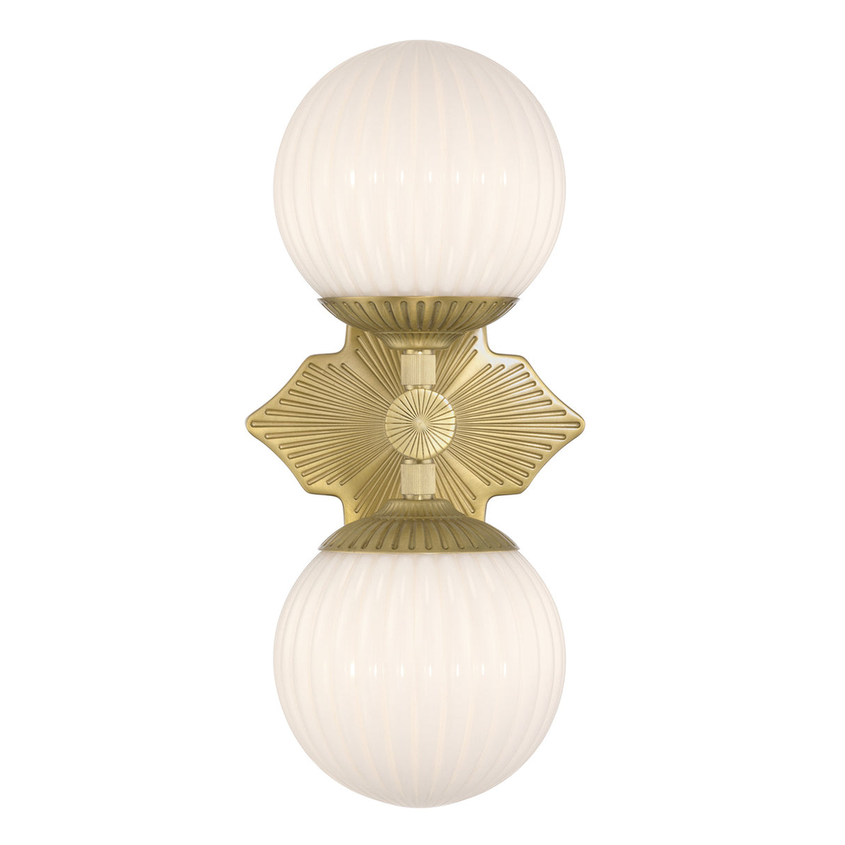 Victoria Wall Sconce 16", Aged Brass and Opal Ribbed Glass