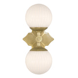 Victoria Wall Sconce 16", Aged Brass and Opal Ribbed Glass