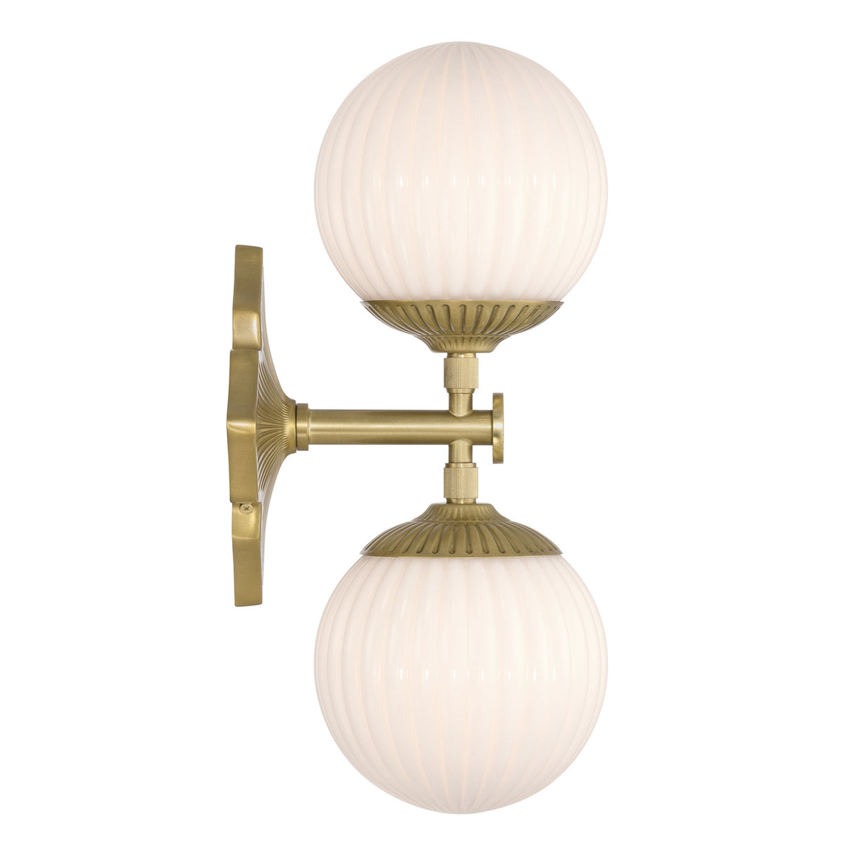 Victoria Wall Sconce 16", Aged Brass and Opal Ribbed Glass