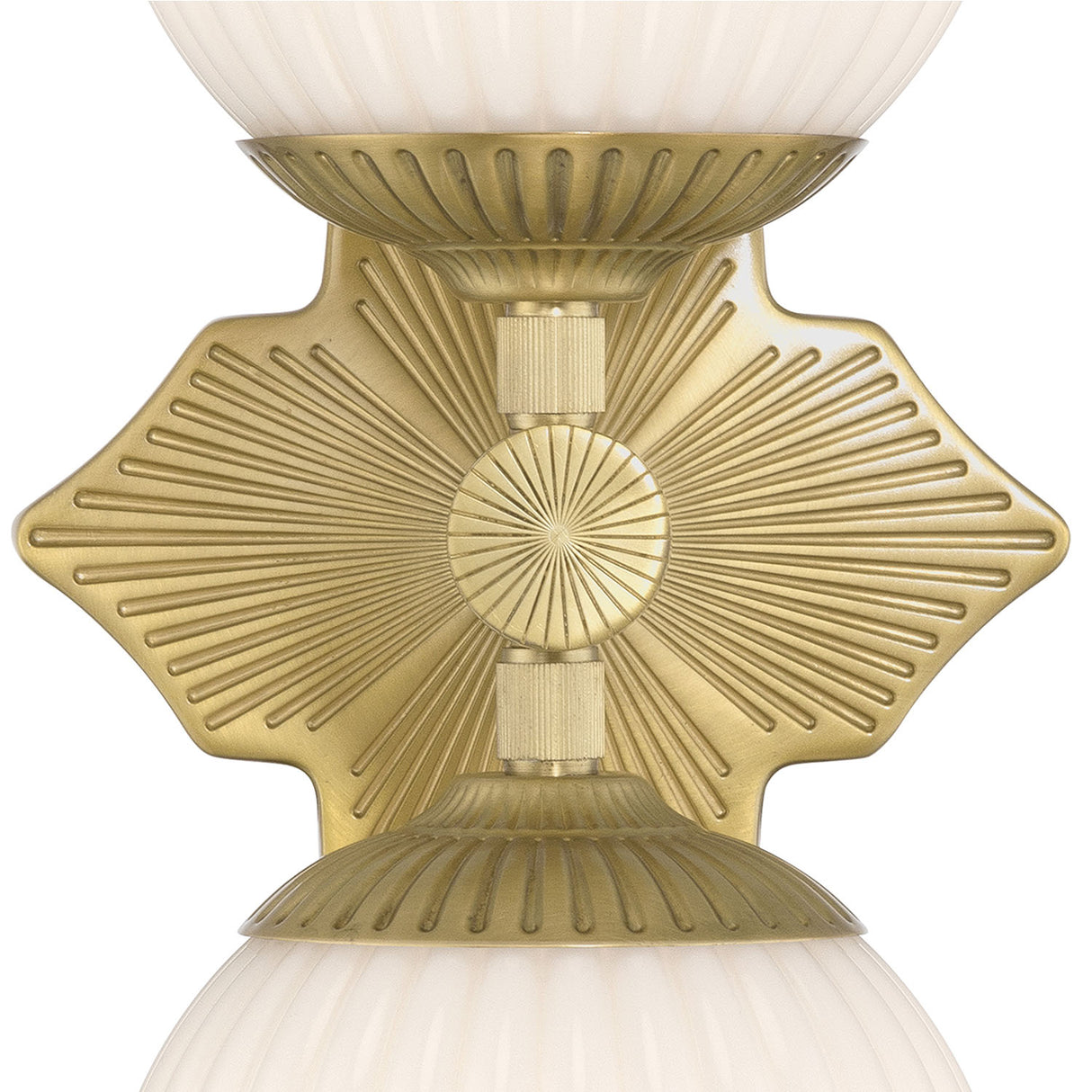 Victoria Wall Sconce 16", Aged Brass and Opal Ribbed Glass
