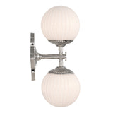 Victoria Wall Sconce 16", Polished Nickel and Opal Ribbed Glass