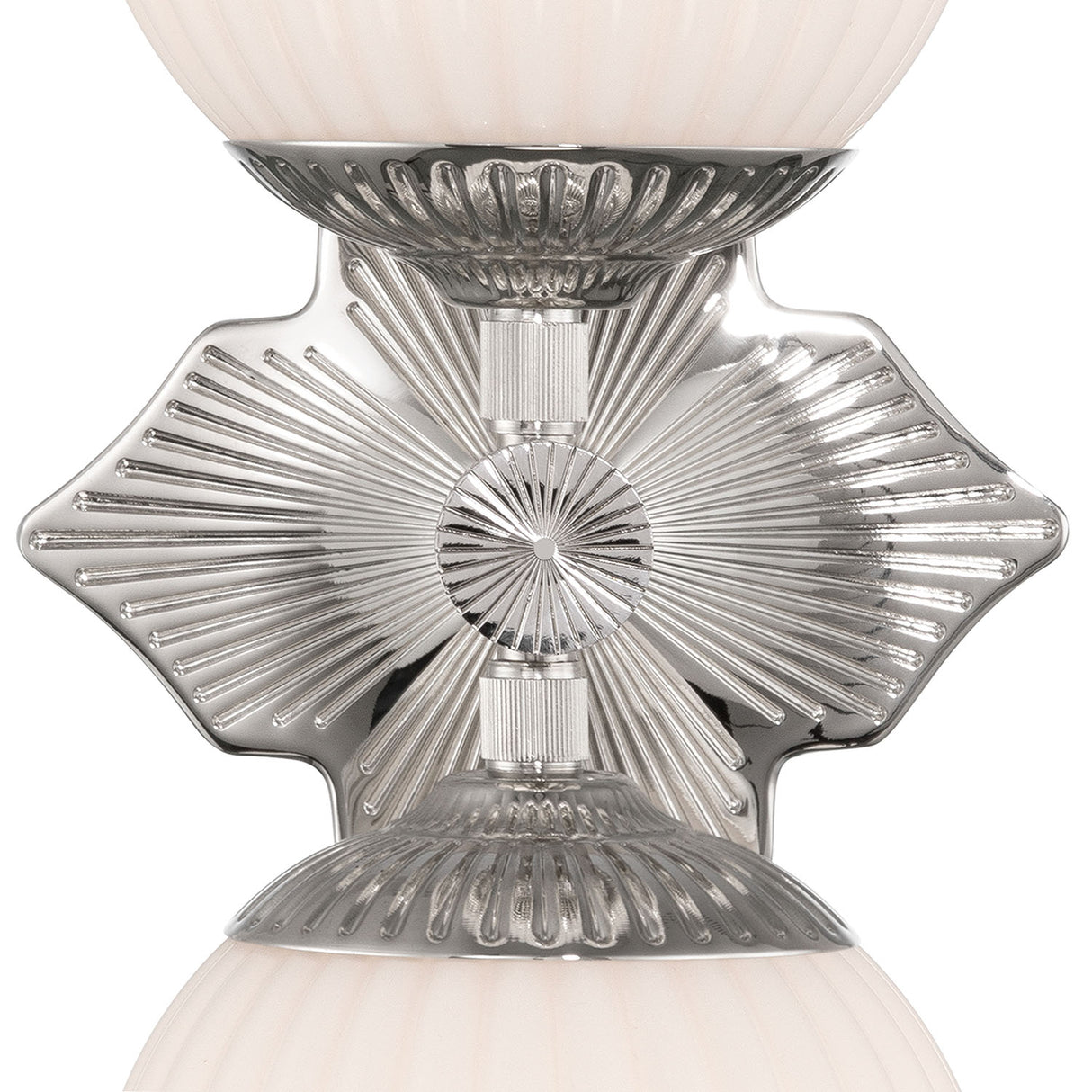 Victoria Wall Sconce 16", Polished Nickel and Opal Ribbed Glass