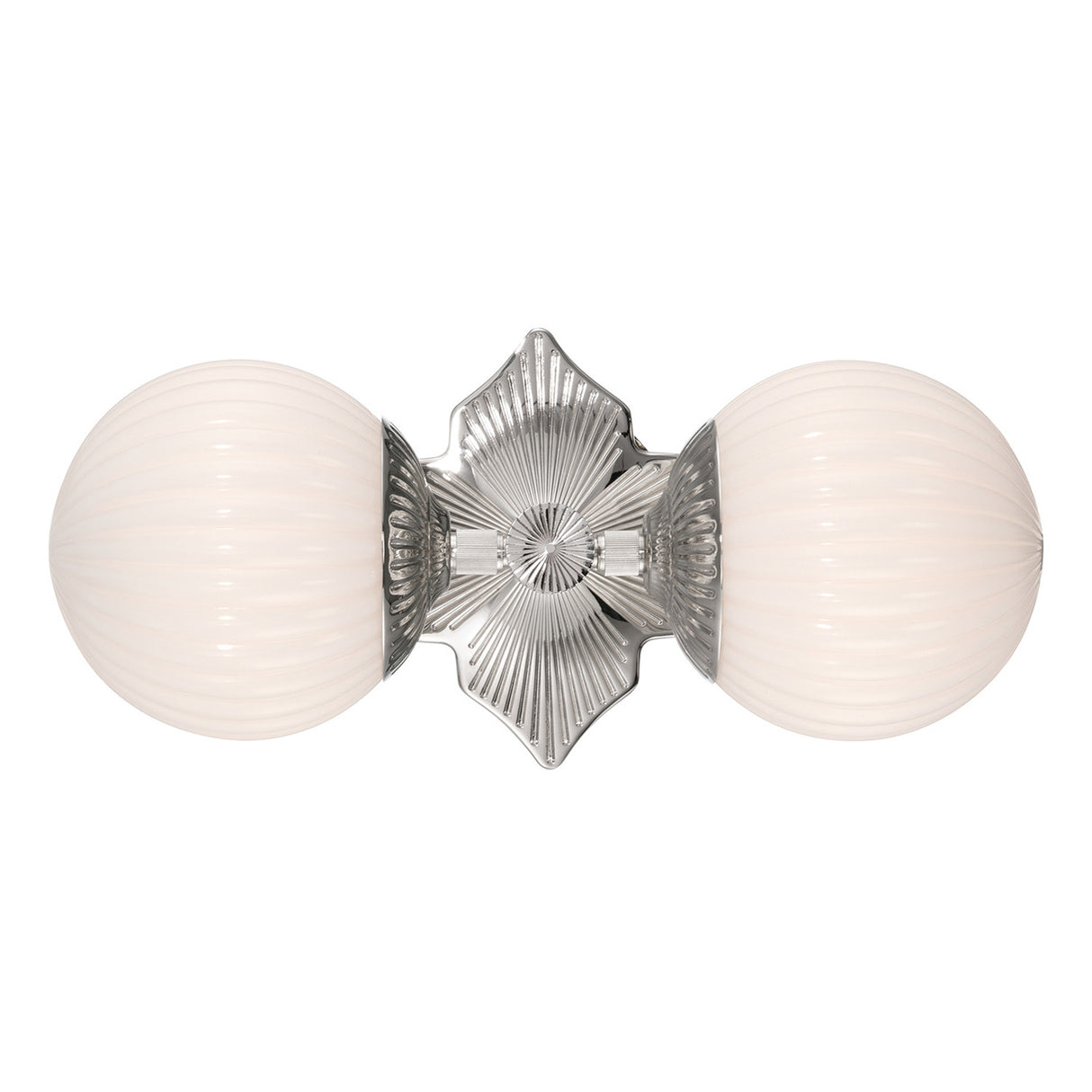 Victoria Wall Sconce 16", Polished Nickel and Opal Ribbed Glass