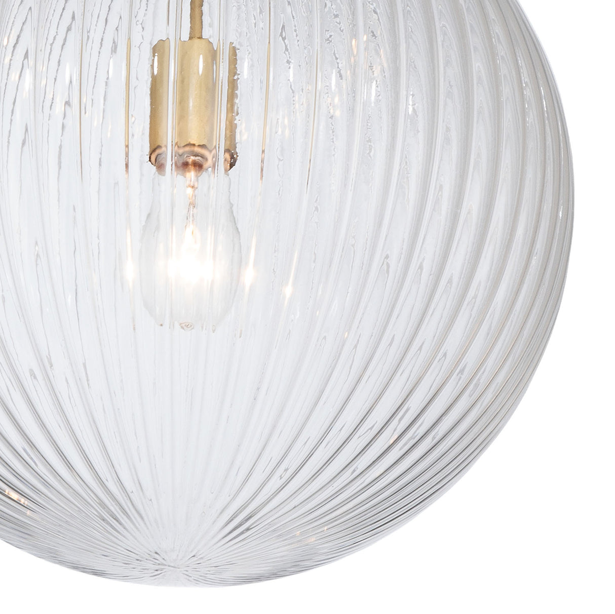 Victoria Pendant 14", Aged Brass and Clear Ribbed Glass