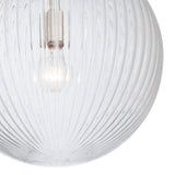 Victoria Pendant 14", Polished Nickel and Clear Ribbed Glass