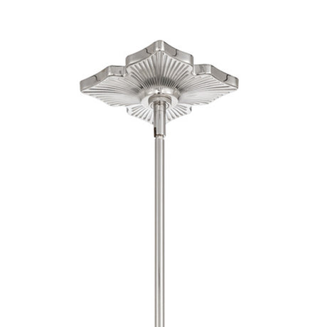 Victoria Pendant 14", Polished Nickel and Opal Ribbed Glass