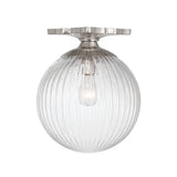 Victoria Semi-Flush 10", Polished Nickel and Clear Ribbed Glass