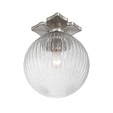 Victoria Semi-Flush 10", Polished Nickel and Clear Ribbed Glass