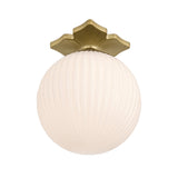 Victoria Semi-Flush 10", Aged Brass and Opal Ribbed Glass