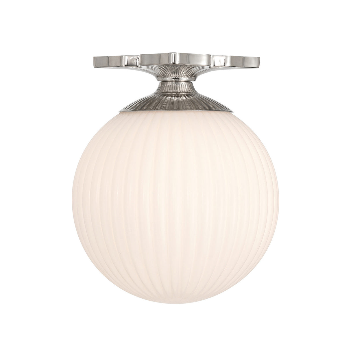 Victoria Semi-Flush 10", Polished Nickel and Opal Ribbed Glass
