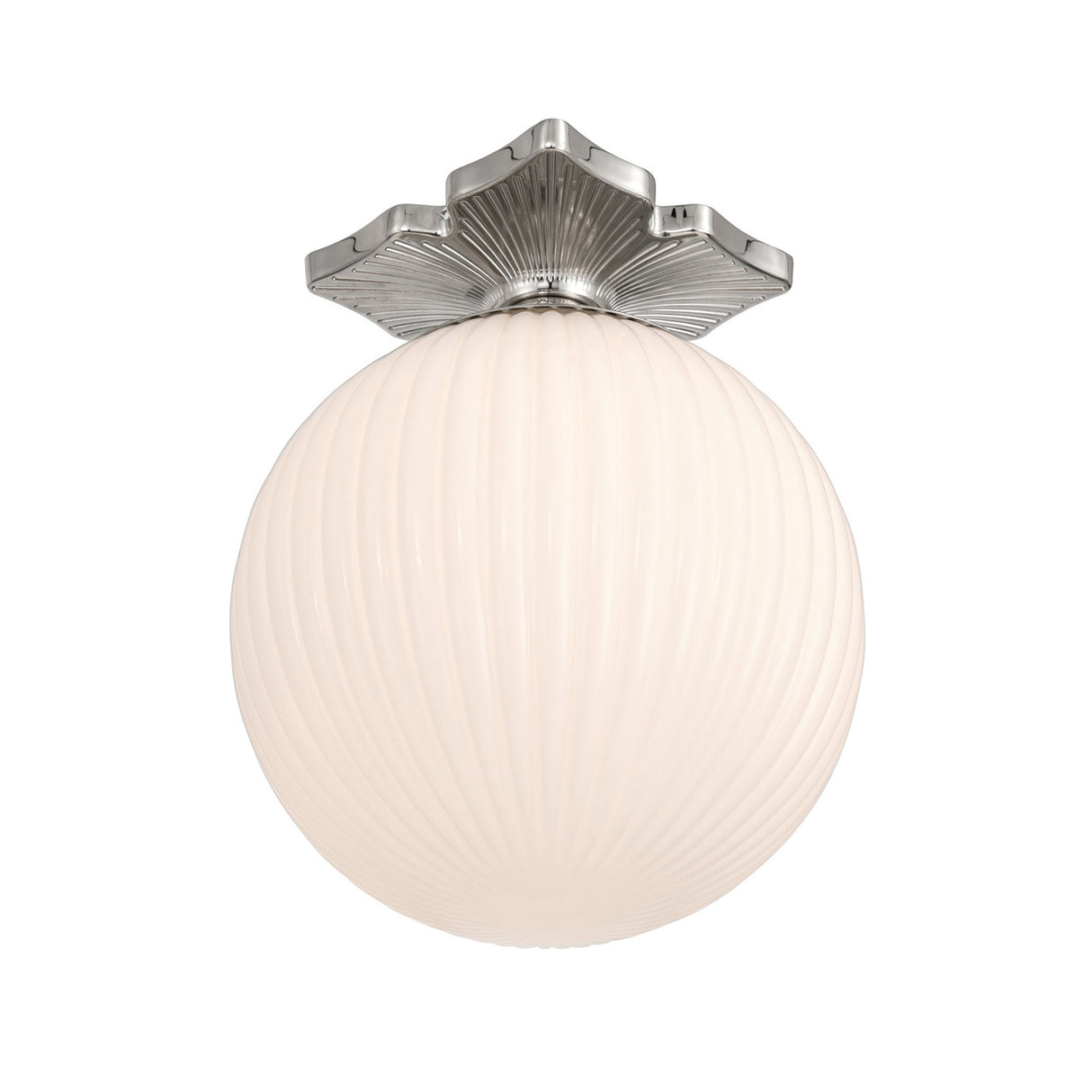 Victoria Semi-Flush 10", Polished Nickel and Opal Ribbed Glass