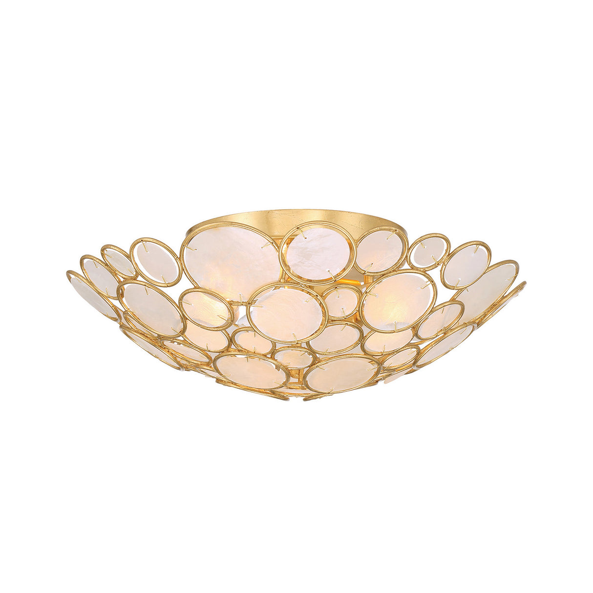 Aurelie Semi-Flush 16", Antique Gold with Capiz Shell