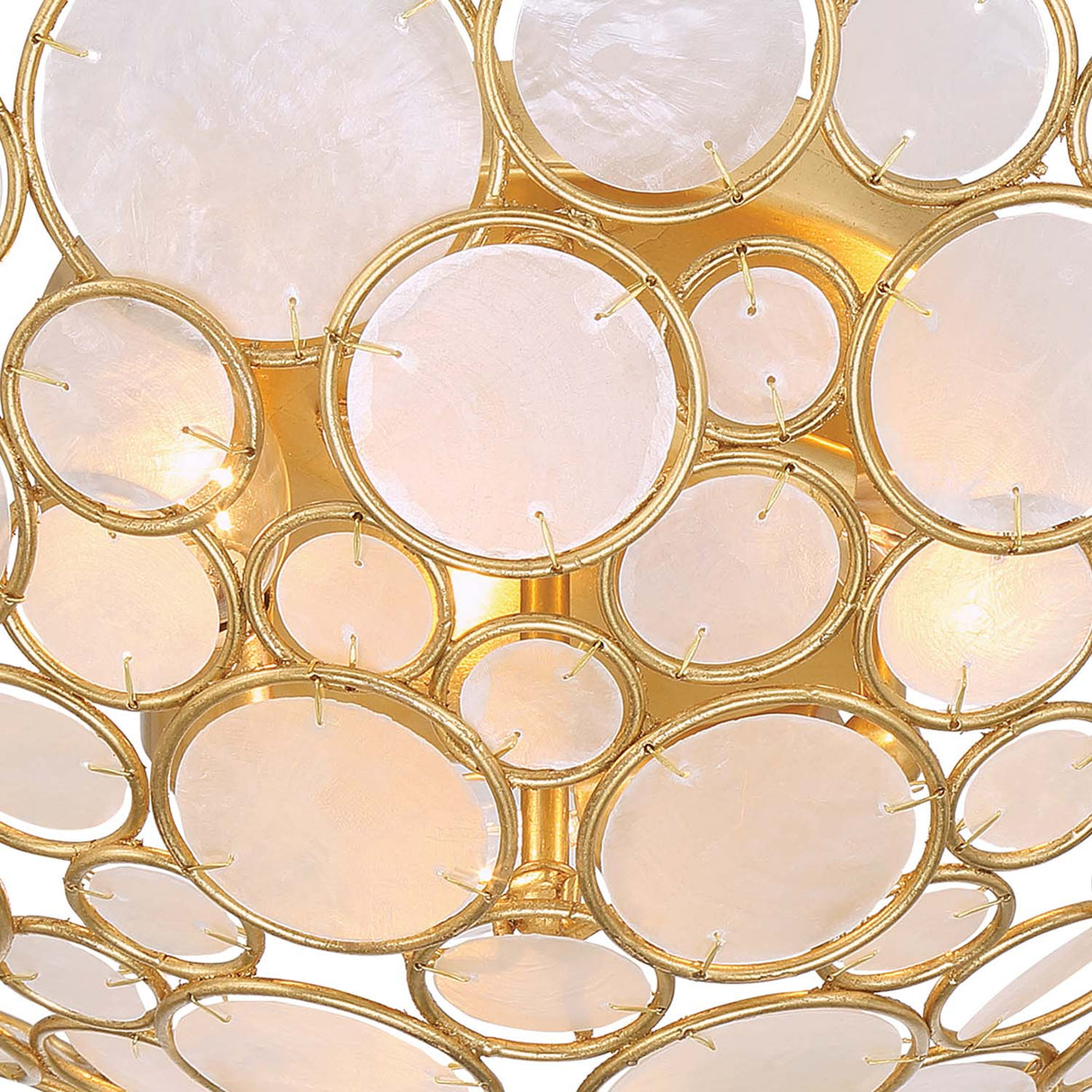 Aurelie Semi-Flush 16", Antique Gold with Capiz Shell