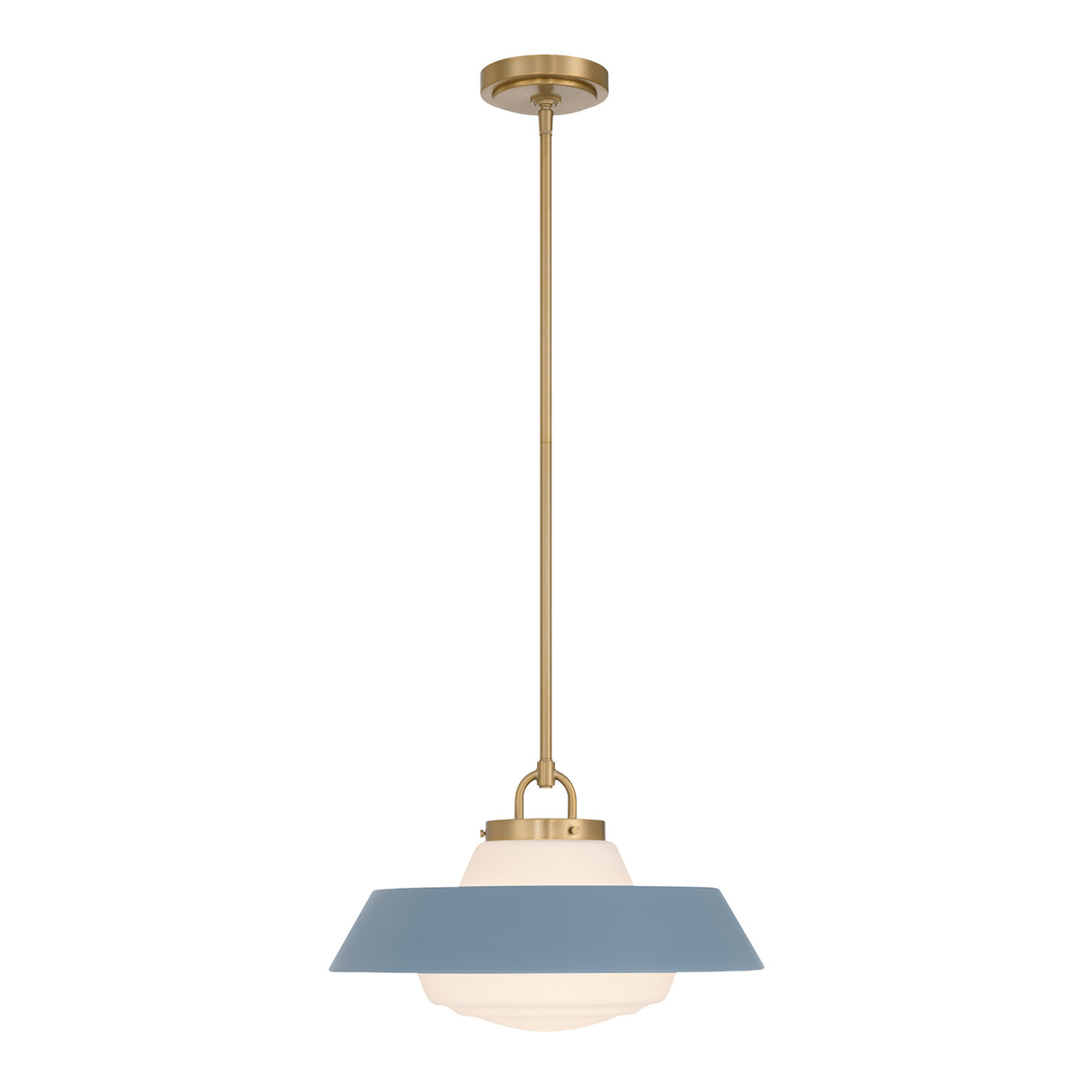 Blaine Medium Pendant 16", Brass and French Blue