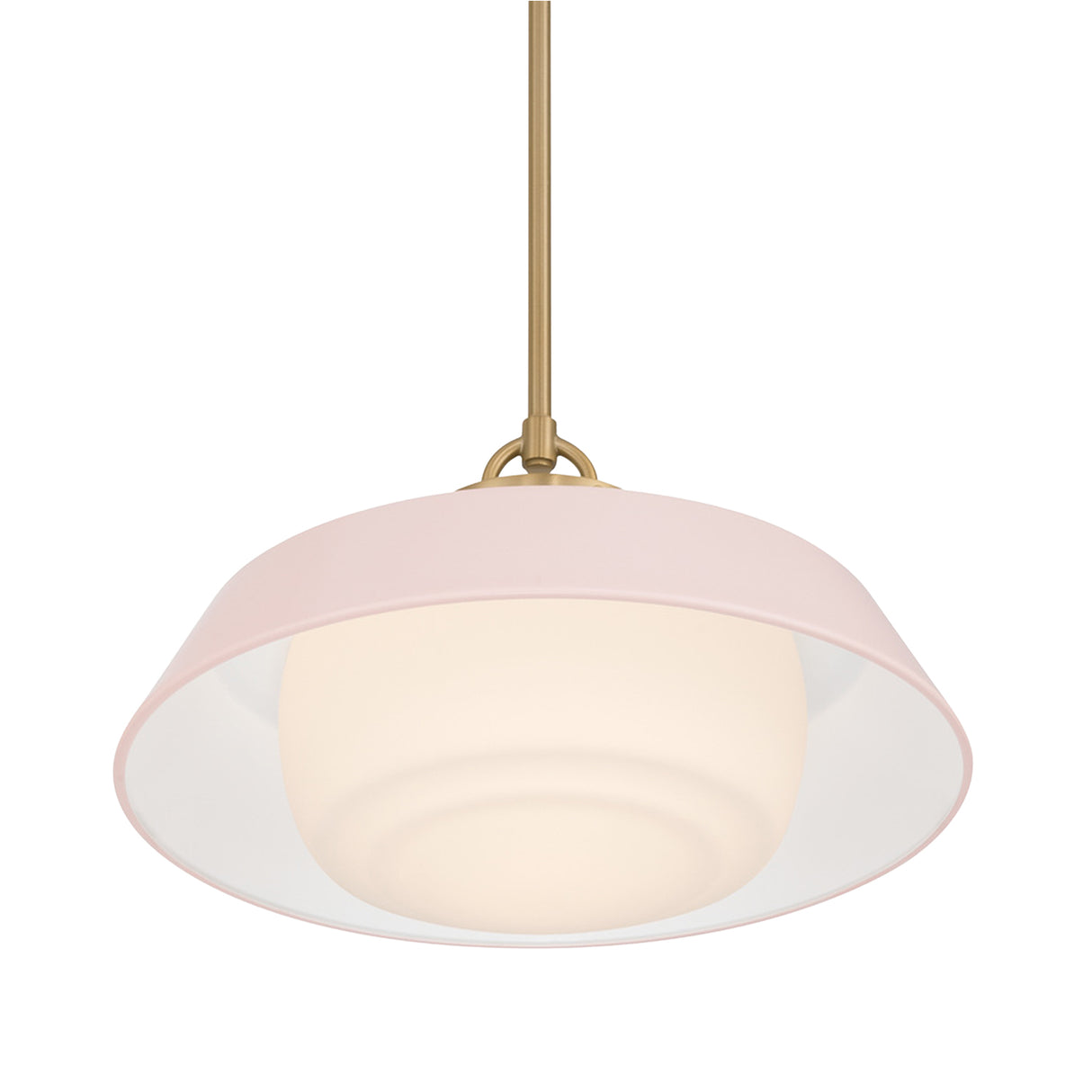 Blaine Medium Pendant 16", Brass and Rose Quartz