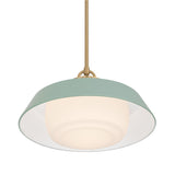 Blaine Medium Pendant 16", Brass and Sage Green
