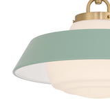 Blaine Medium Pendant 16", Brass and Sage Green