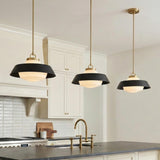 Blaine Medium Pendant 16", Brass and Matte Black