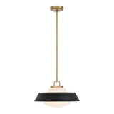 Blaine Medium Pendant 16", Brass and Matte Black