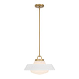 Blaine Medium Pendant 16", Brass and White