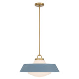 Blaine Large Pendant 20", Brass and French Blue