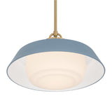 Blaine Large Pendant 20", Brass and French Blue