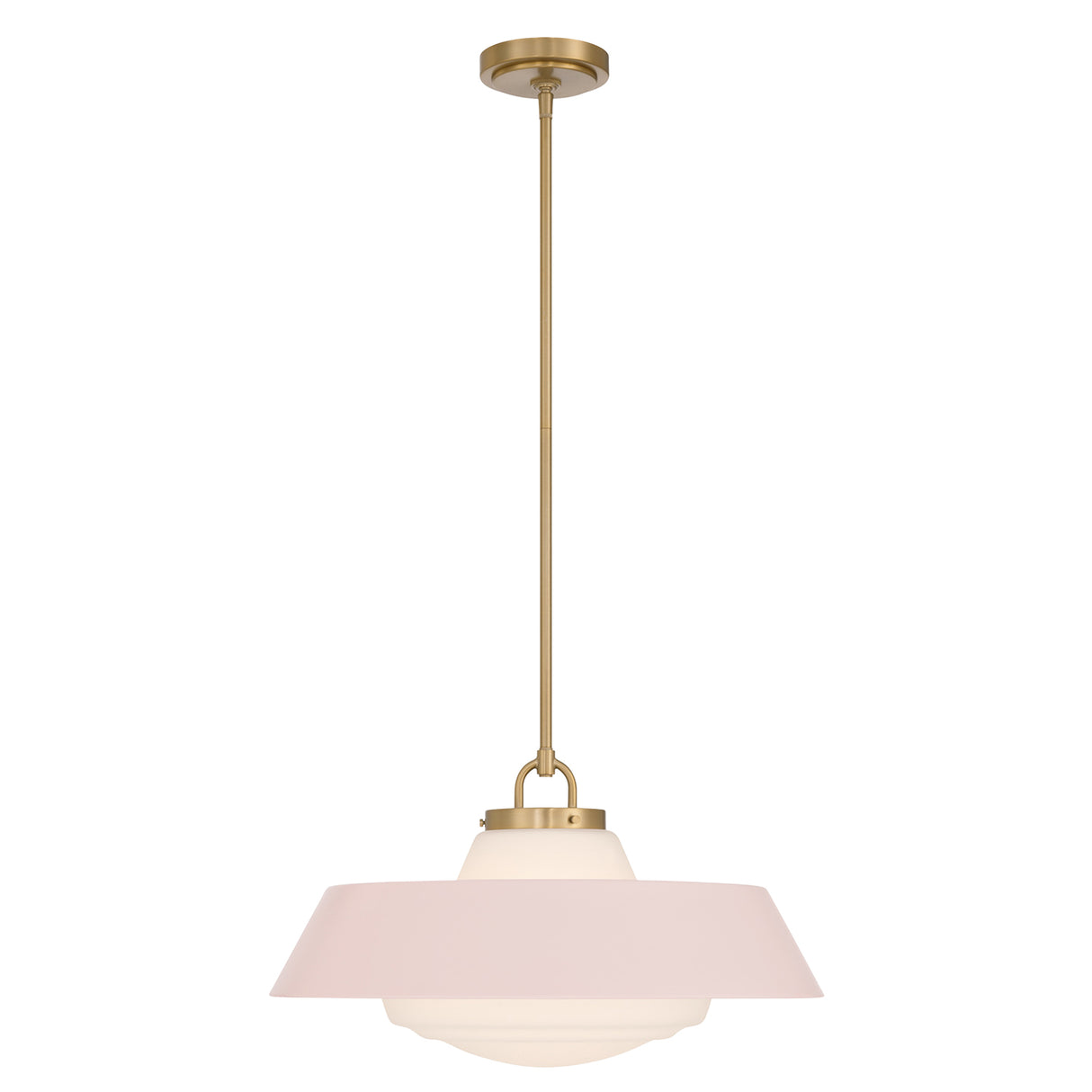 Blaine Large Pendant 20", Brass and Rose Quartz