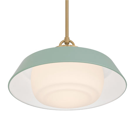 Blaine Large Pendant 20", Brass and Sage Green