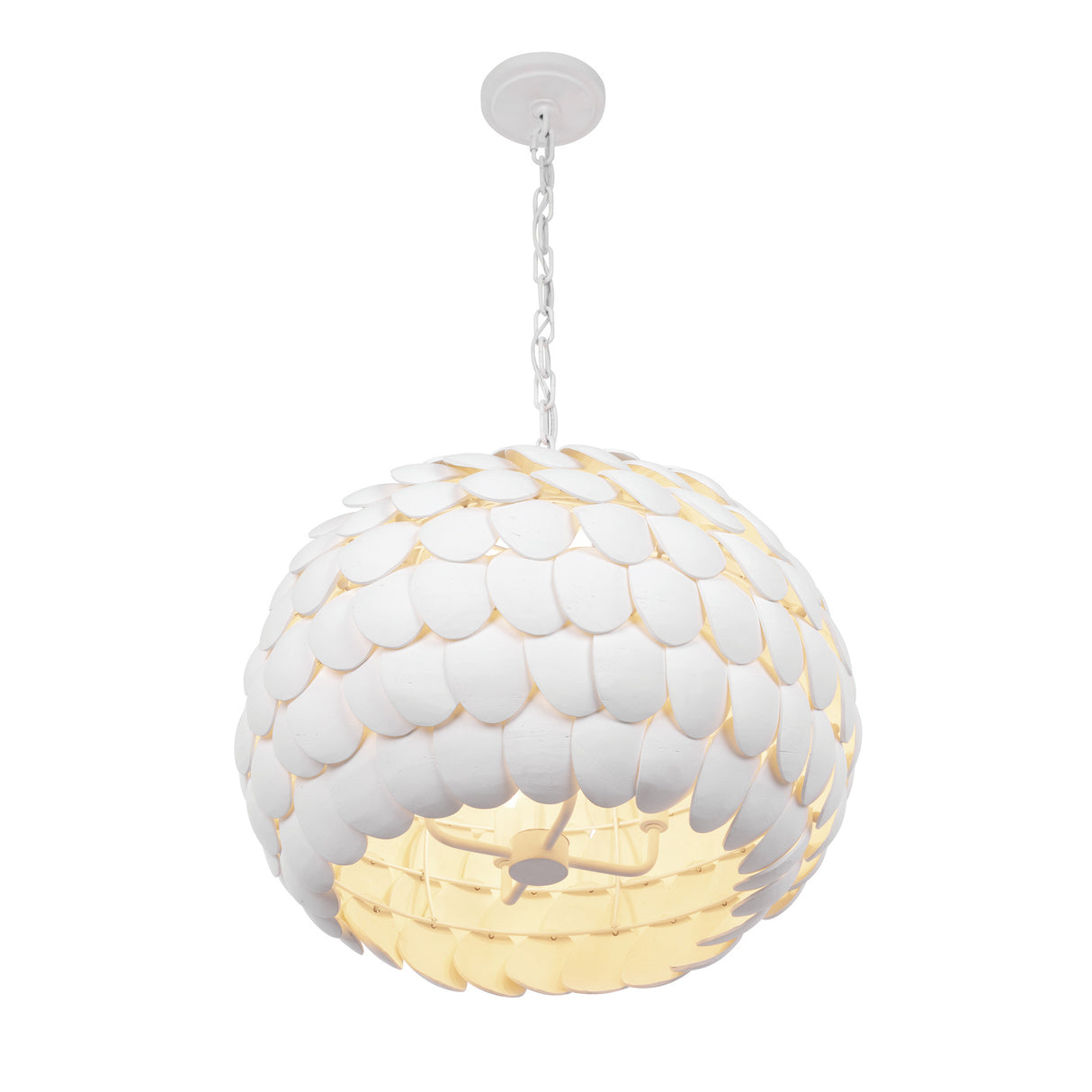 Odette Pendant 20", Matte White Coco Shells